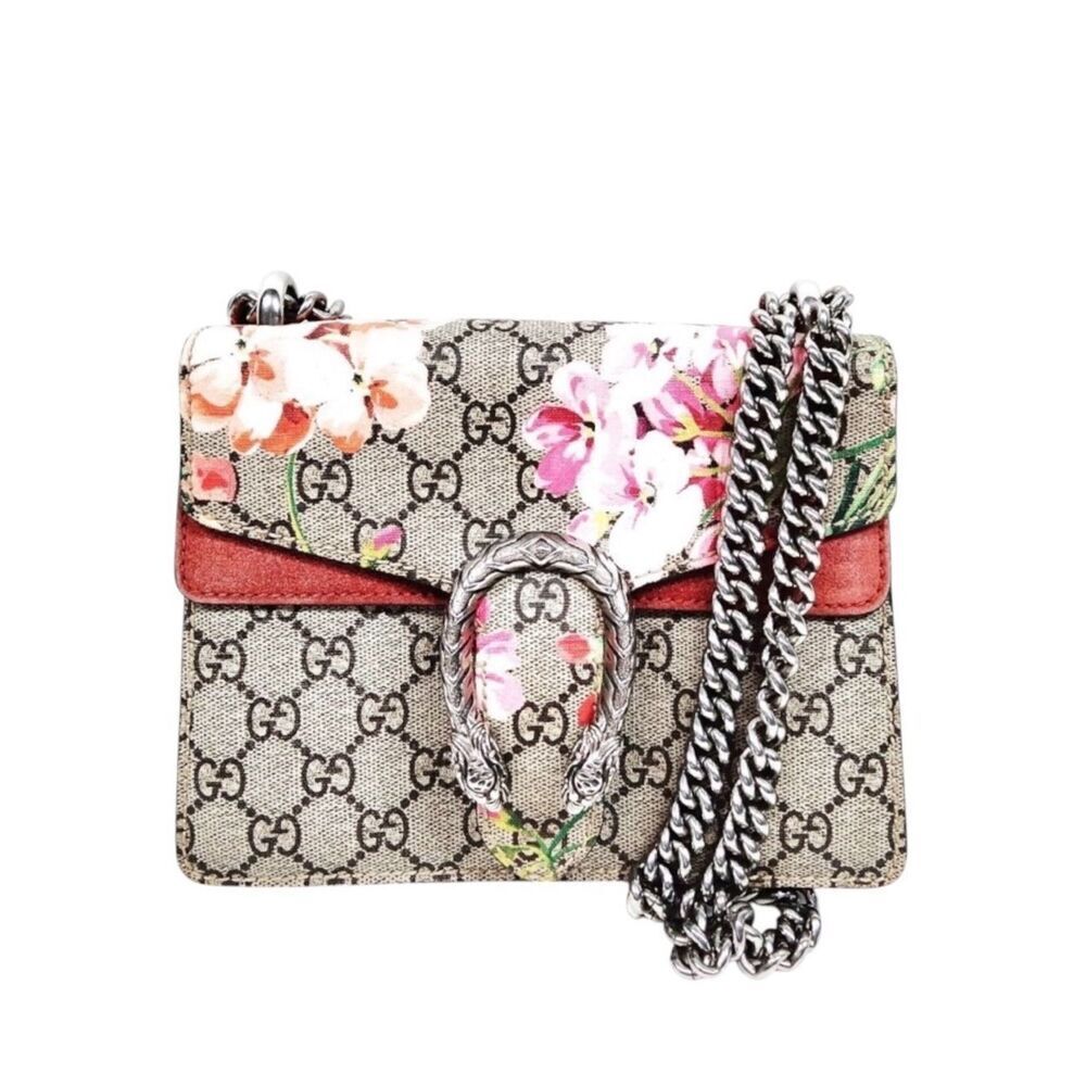 Gucci GG Supreme Crossbody Mini Blooms Dionysus Bag Limited Edition Pink Beige